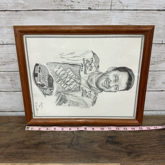Tony Stewart #20 NASCAR Sketch Framed Dale Adkins Print Home Depot - Picture 5 of 5